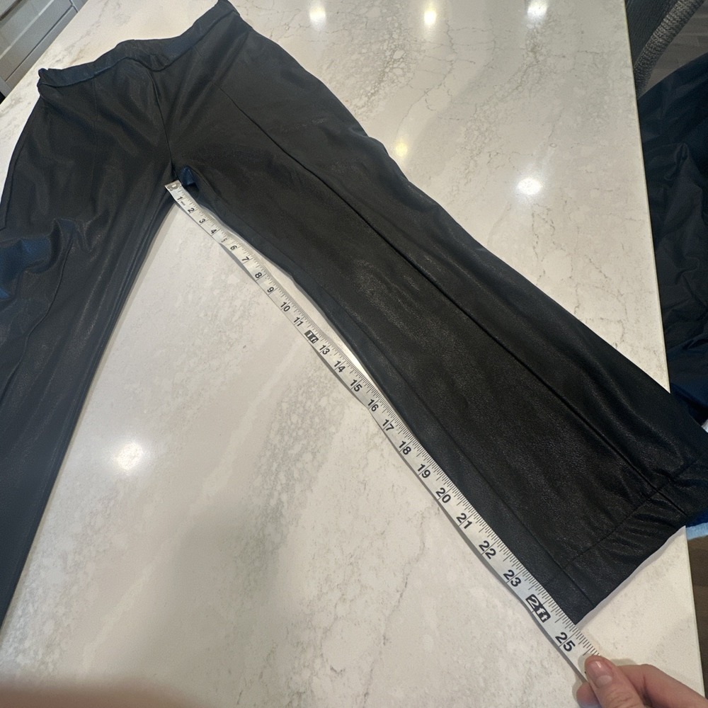 AMANDA UPRICHARD Black Elastic Waist High Rise Faux Leather Pants Women's Size M - Picture 7 of 12